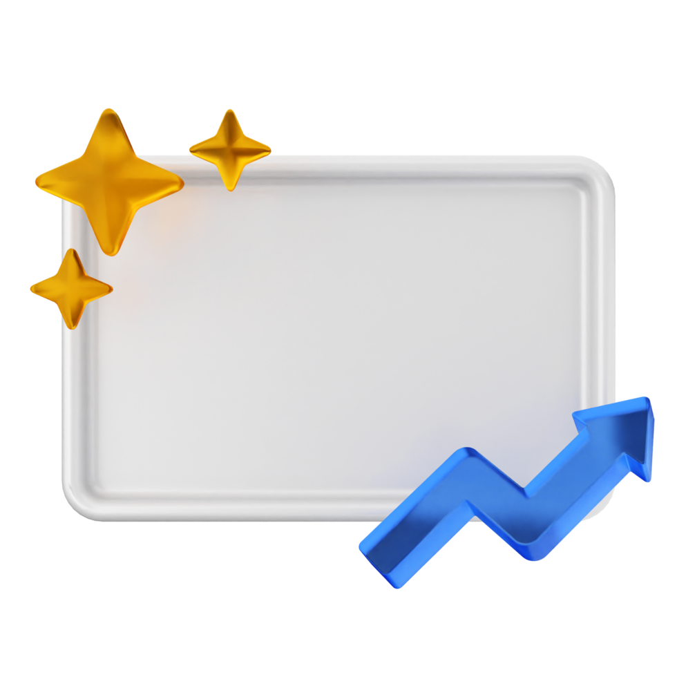 A white board with a blue arrow and a gold star png