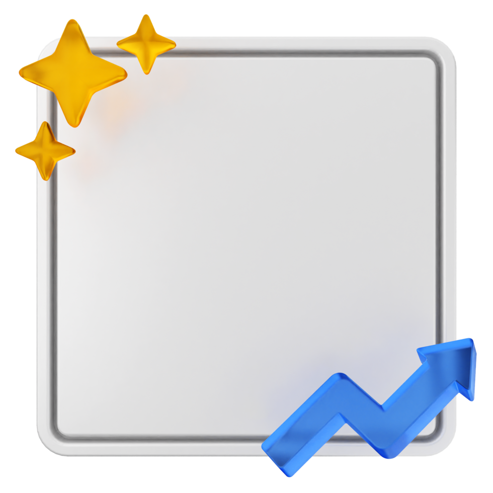 A white square with a blue arrow and stars png