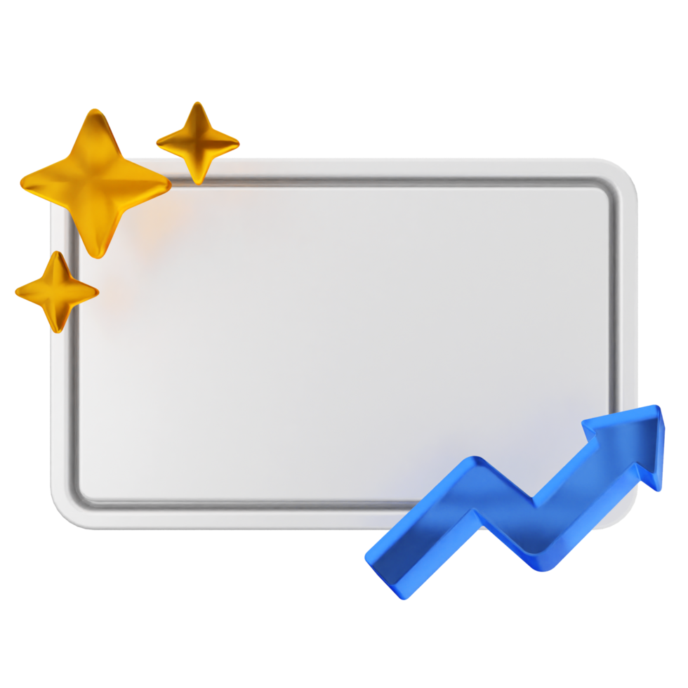 A white board with a blue arrow and a star png