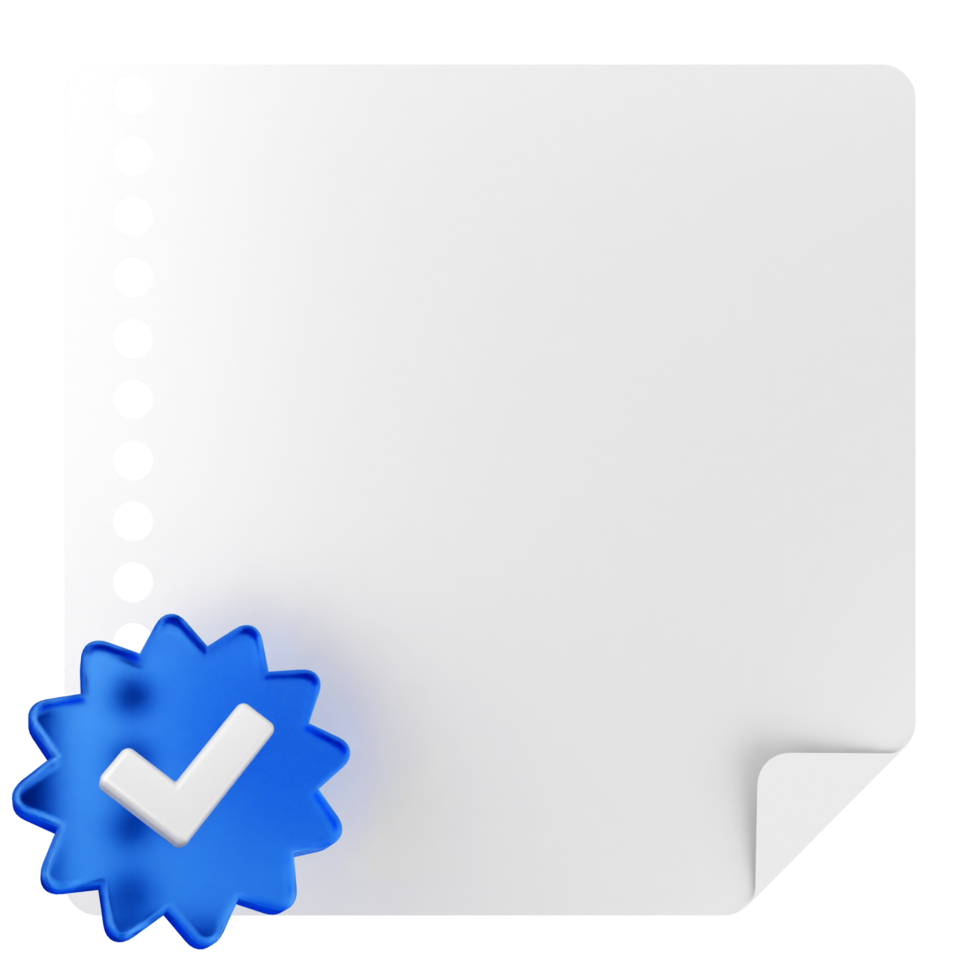 A white sheet with a blue tick next to it png