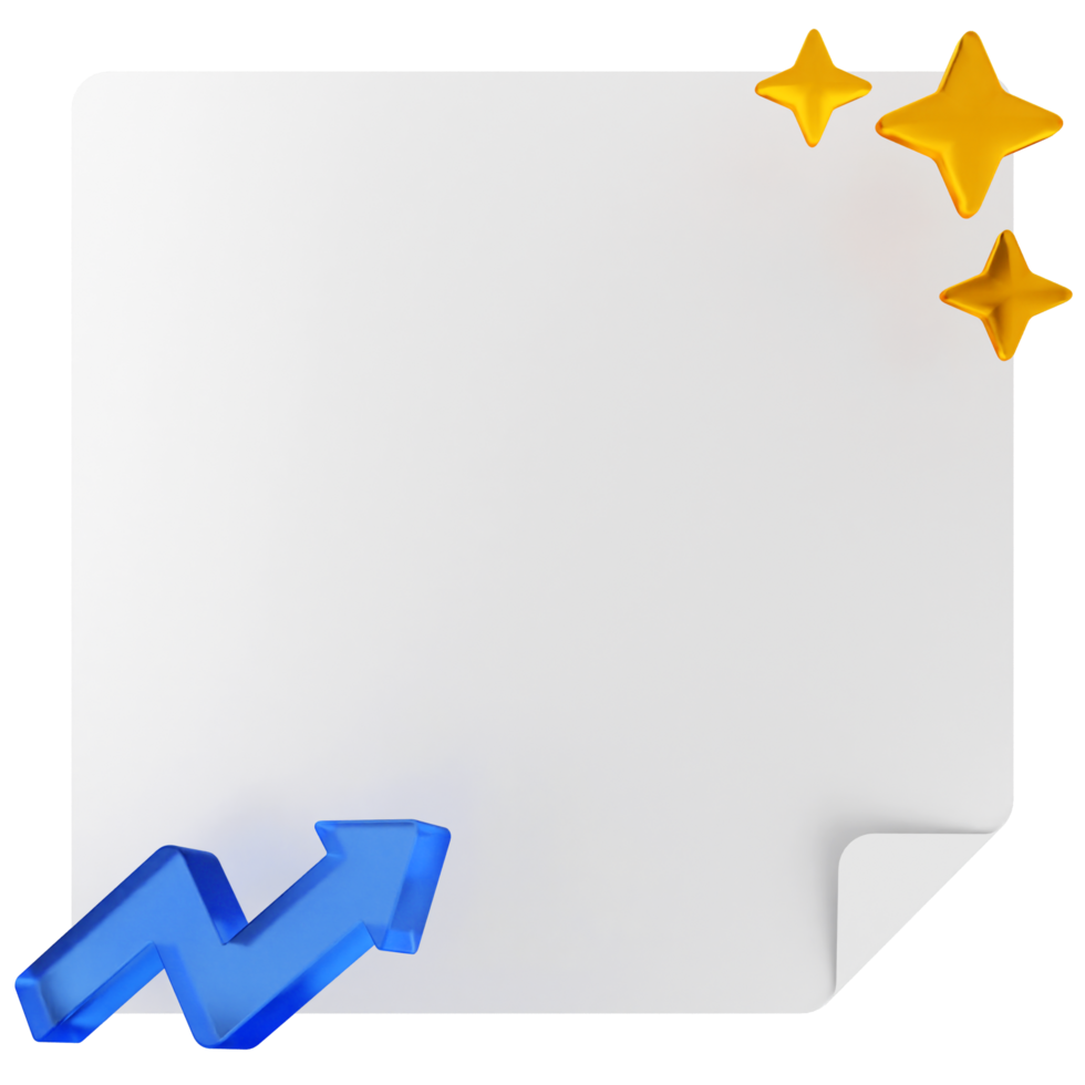 A white paper with a blue arrow and star png