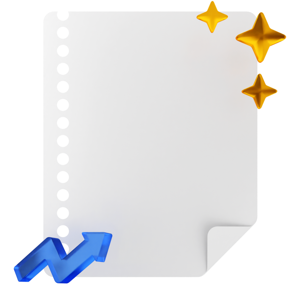 A sheet of paper with stars and an arrow png