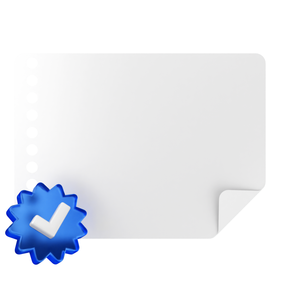 A blank sheet of paper with a blue check mark png