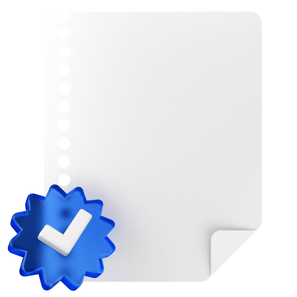 A white sheet with a blue tick and a check mark png