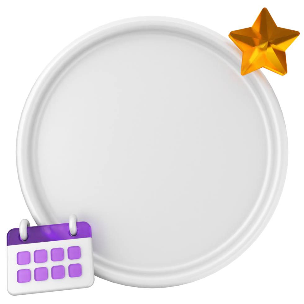 A white plate with a calendar and star on it png
