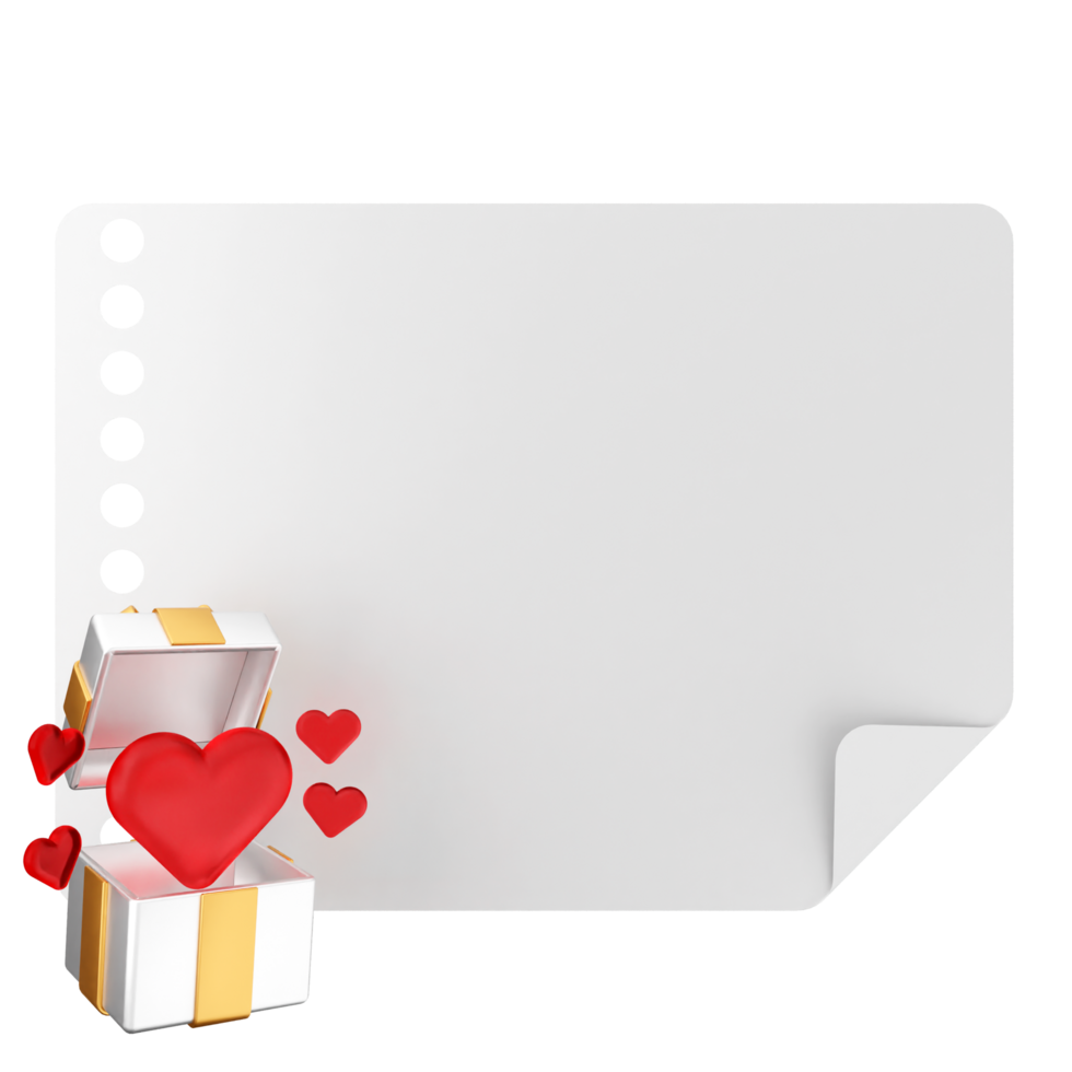 A white paper with a heart and a box png