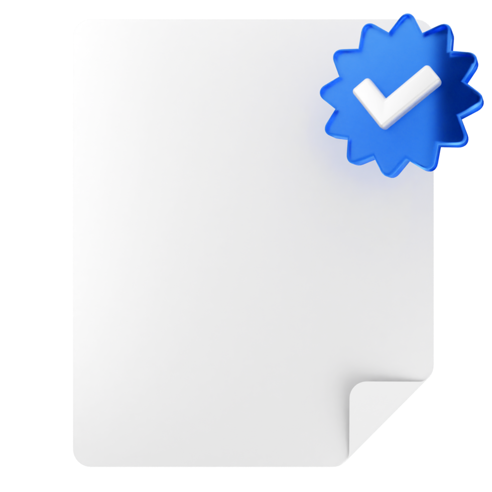 A white paper with a blue tick mark png