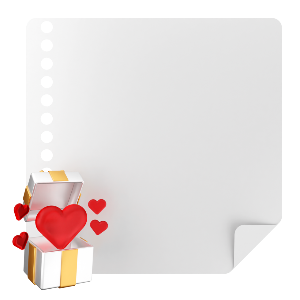 A blank paper with a heart and a box png