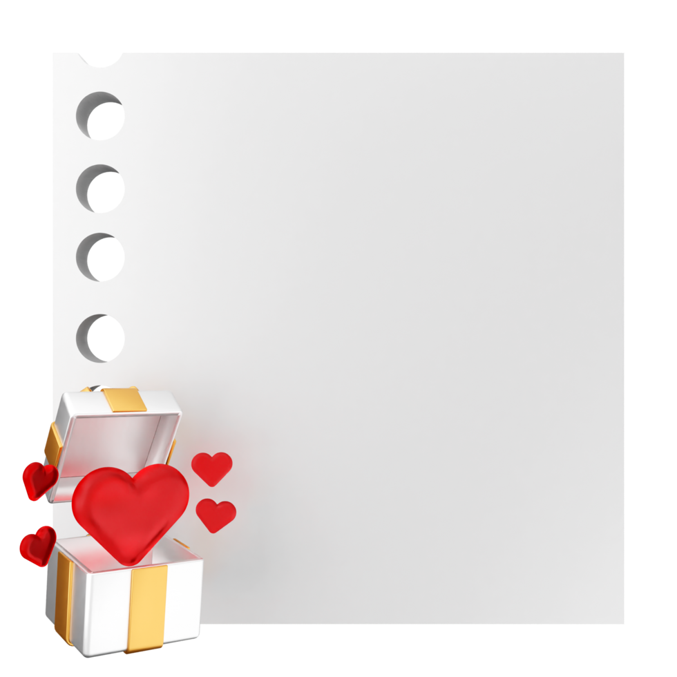 A blank sheet with a heart and a box png