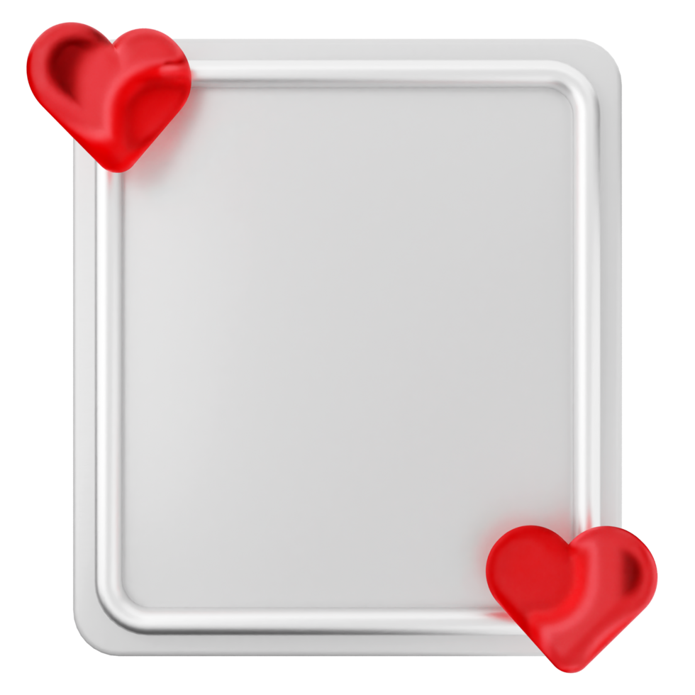 A white frame with red hearts on it png