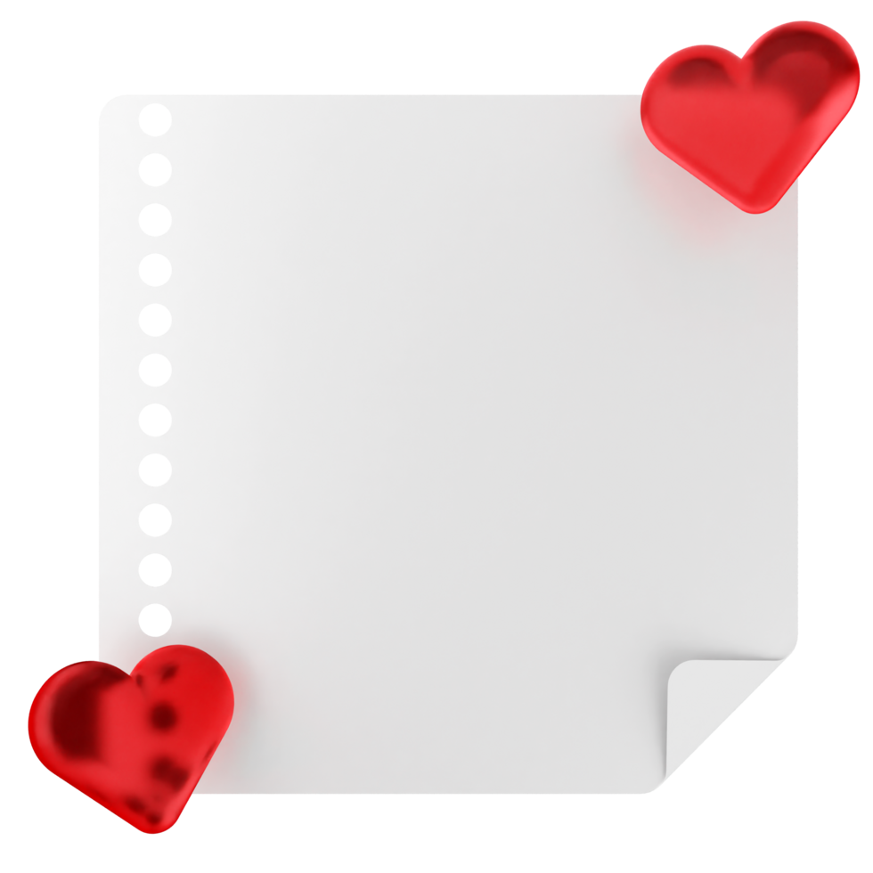 A sheet of paper with hearts on it png