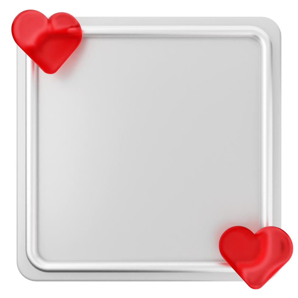 A square frame with two hearts on it png