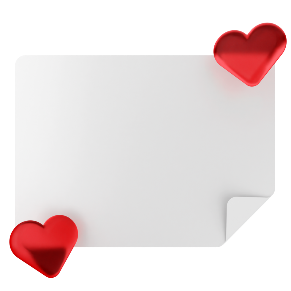 A white paper with red hearts on it png