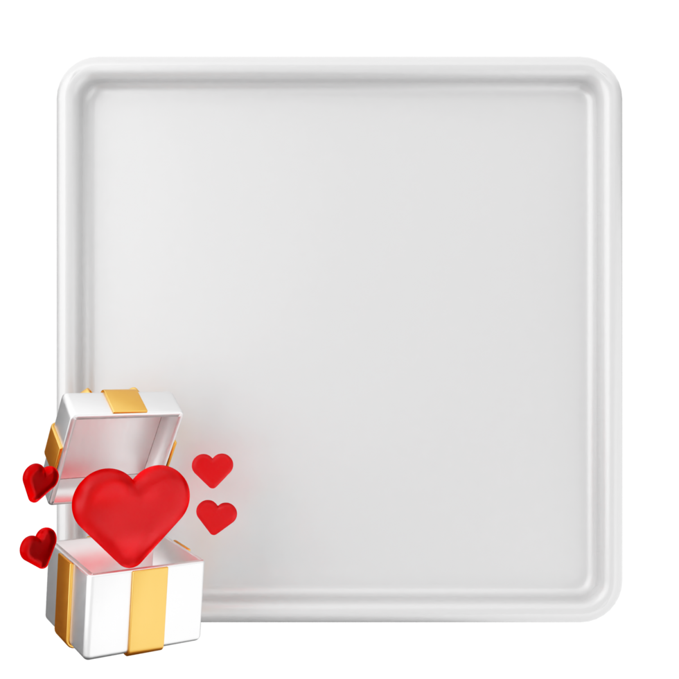 White plate with red heart and gift box png