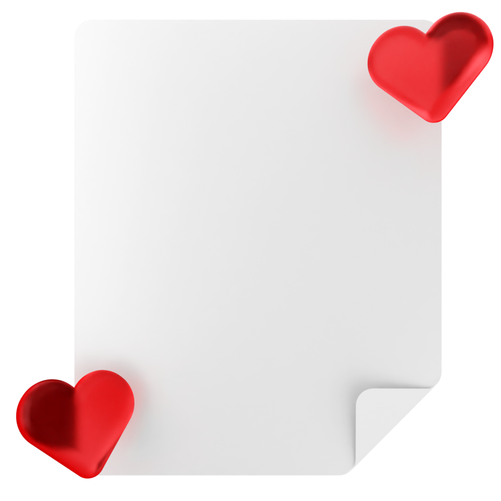 A sheet of paper with red hearts on it png
