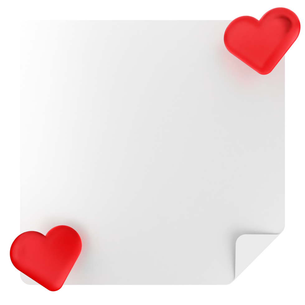 A sheet of paper with two red hearts on it png