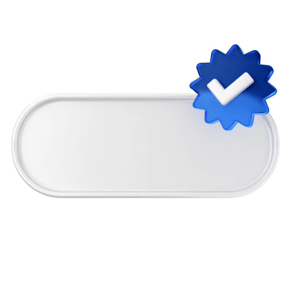 A white button with a blue tick png
