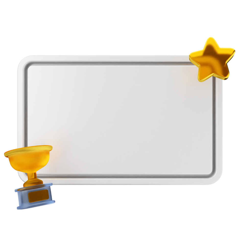 A trophy and a star on a white board png