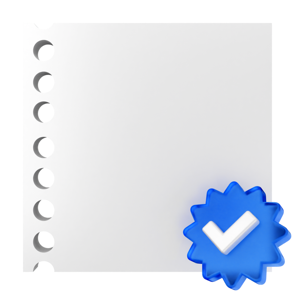 A blank sheet of paper with a blue tick png