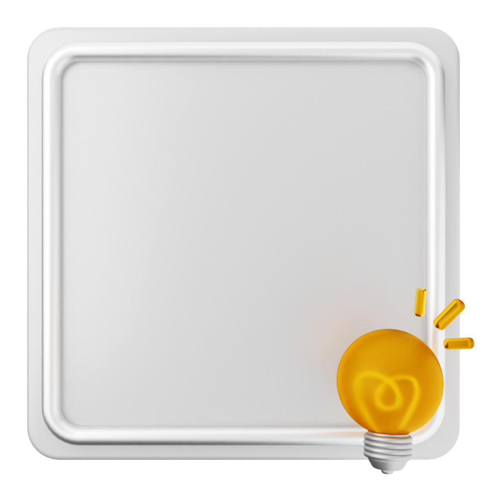 A square white light bulb with a yellow bulb png
