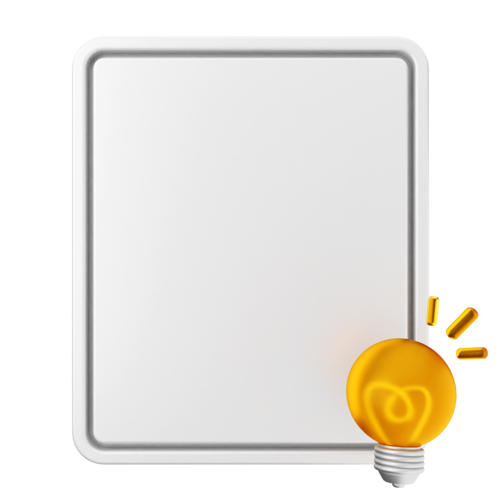 A white board with an idea bulb png