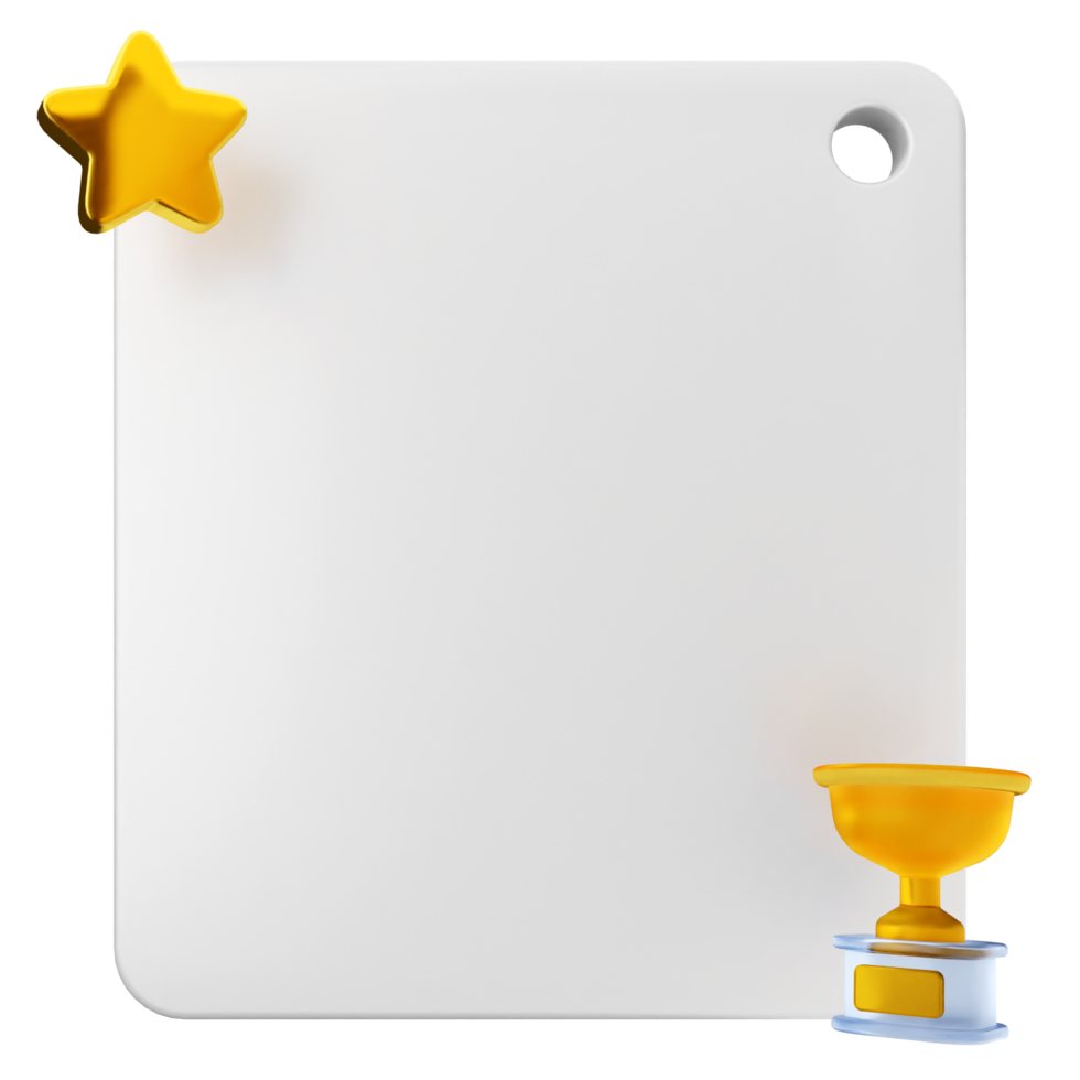 A white board with a star and a trophy png