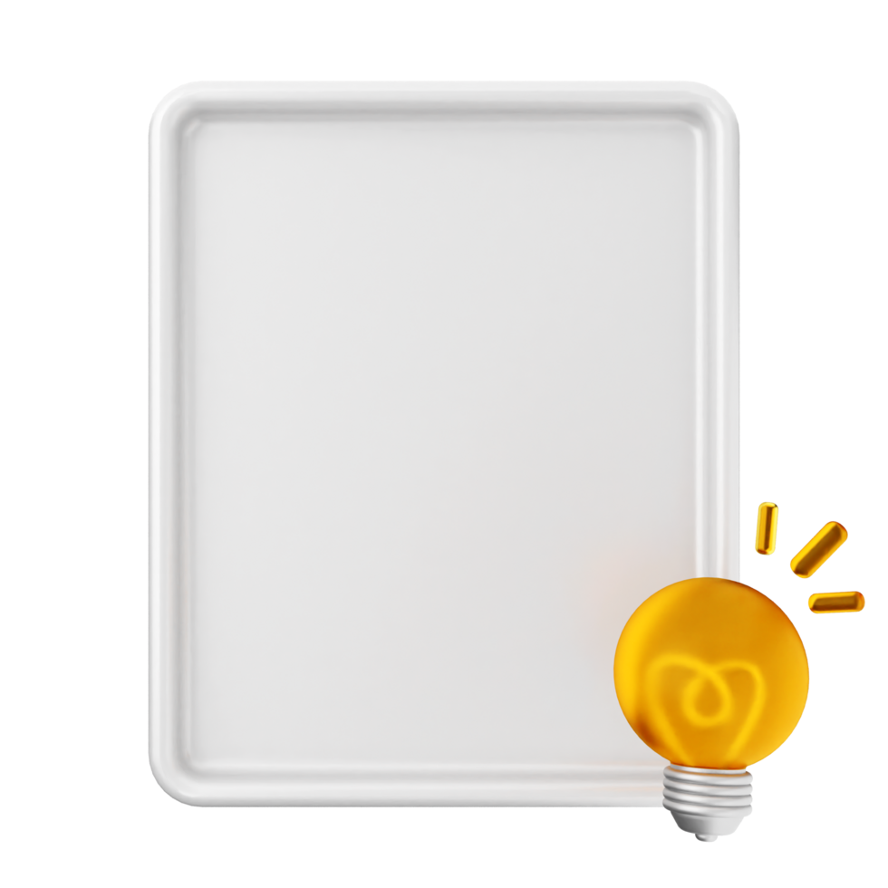 A white square with an orange light bulb on it png