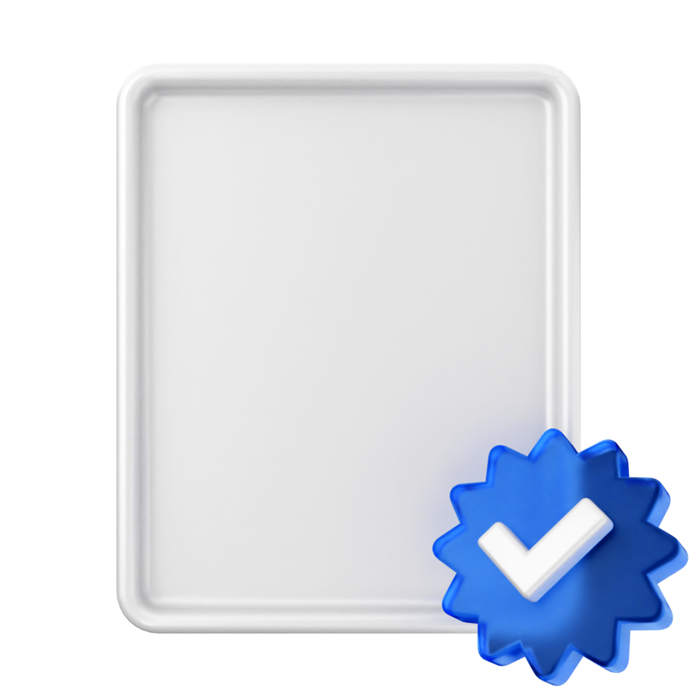 A white tray with a blue tick mark png