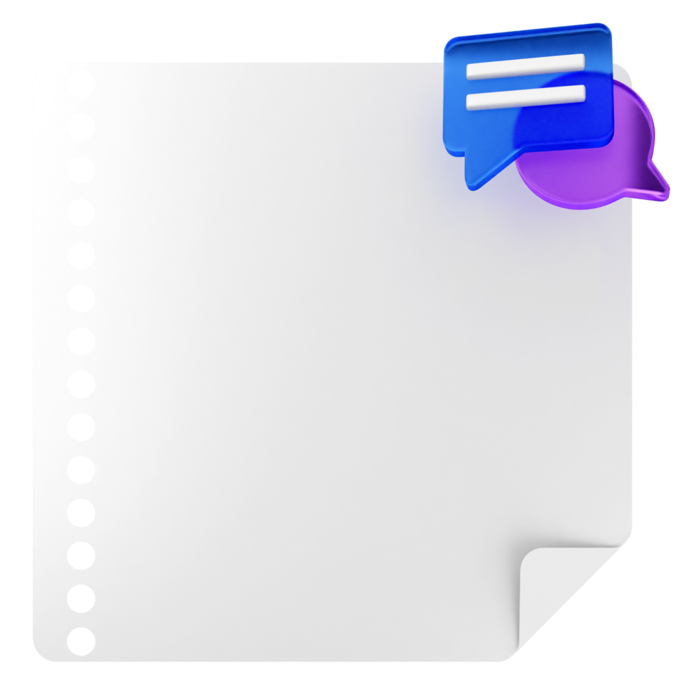 A white paper with a speech bubble and a chat bubble icon png
