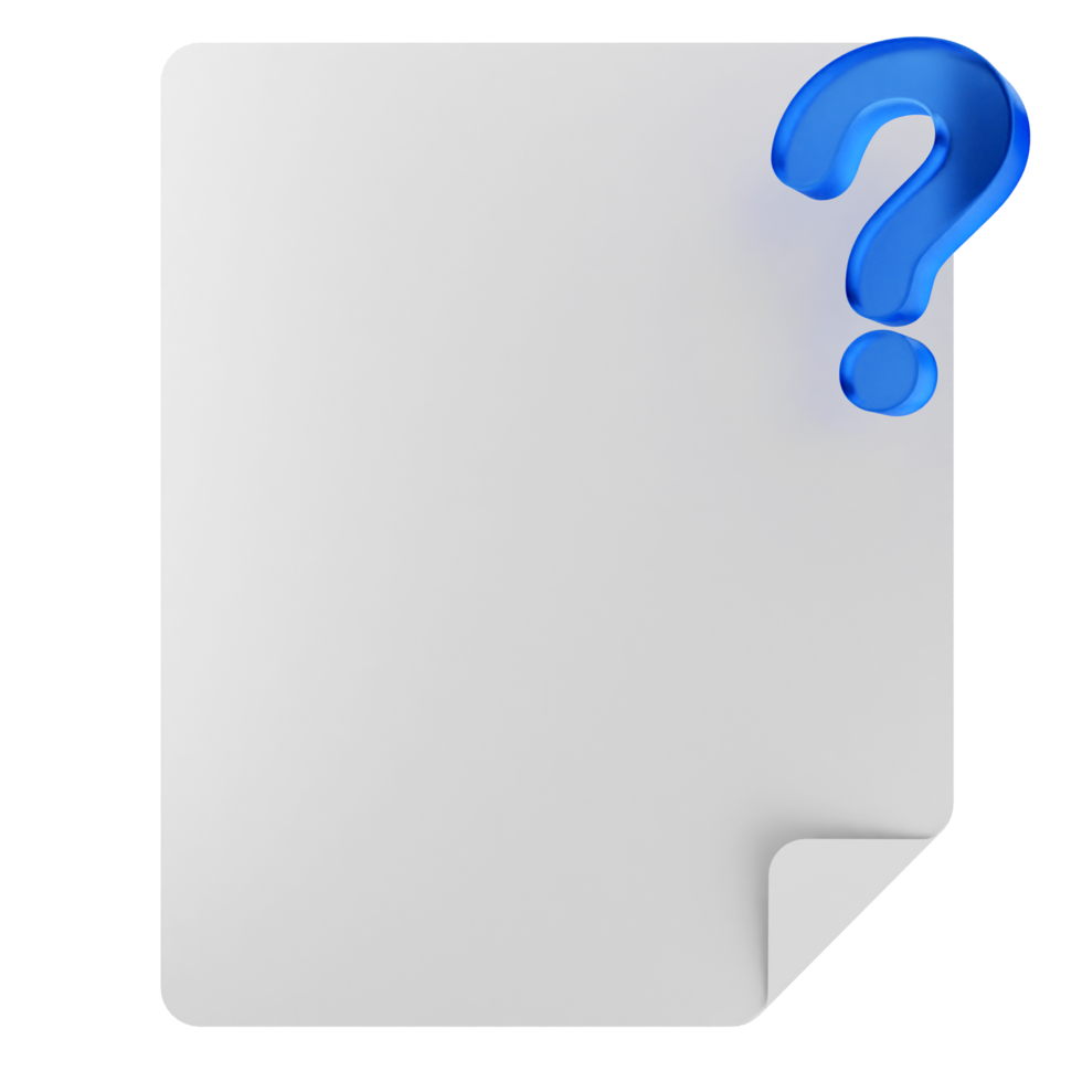 A white sheet with a question mark on it png