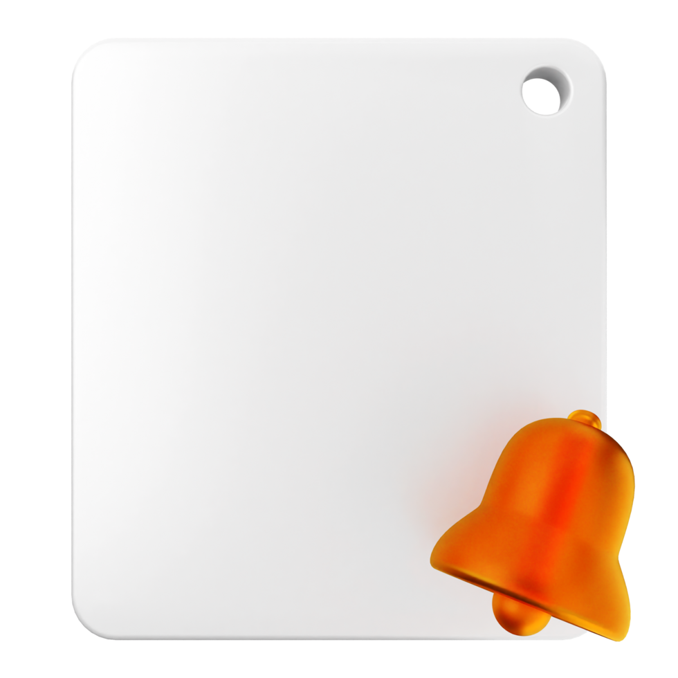 A white board with an orange bell on it png