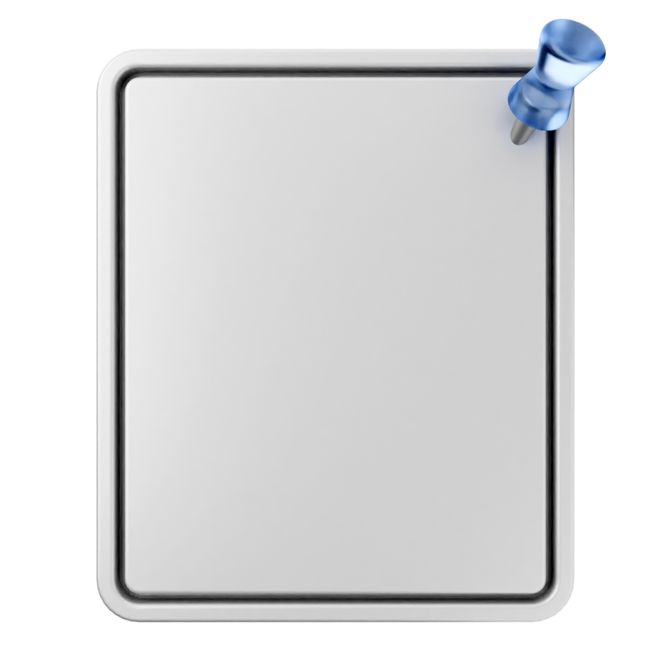 A white board with a blue push pin png