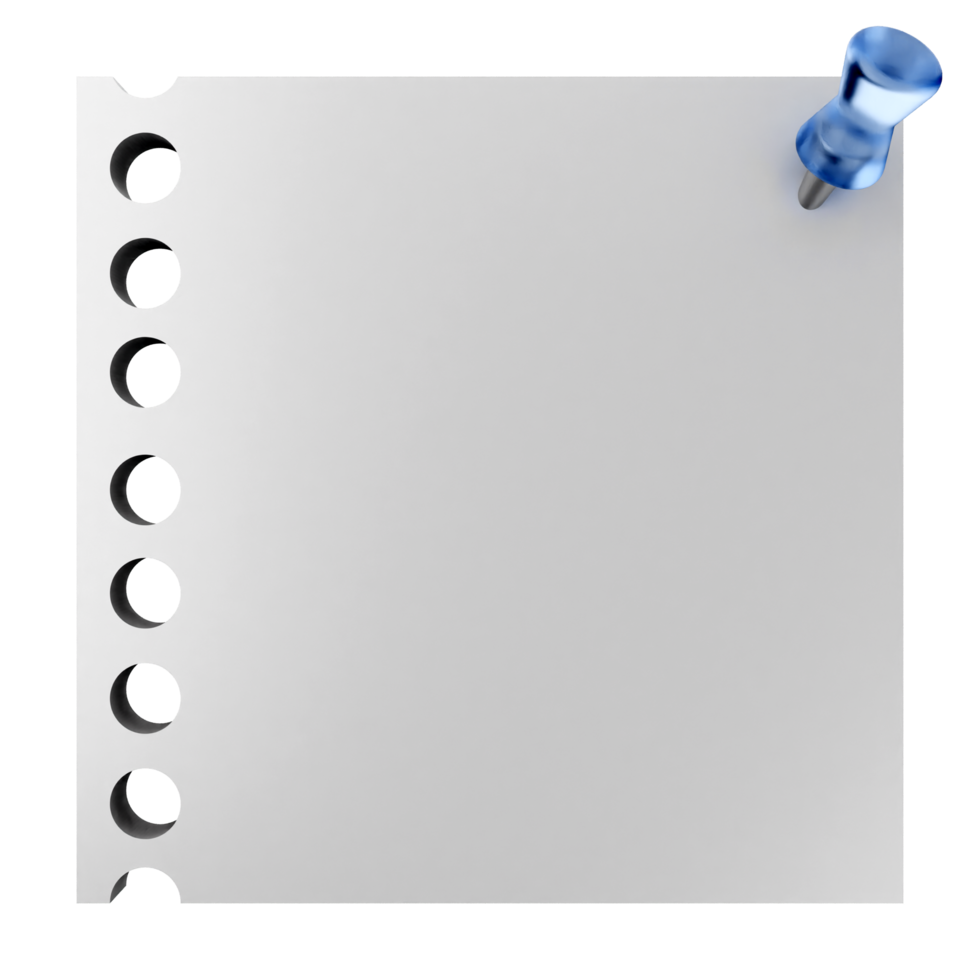 A white sheet of paper with blue pins png