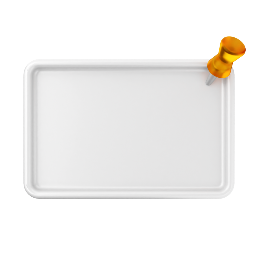 Blank white board with push pin on black background png