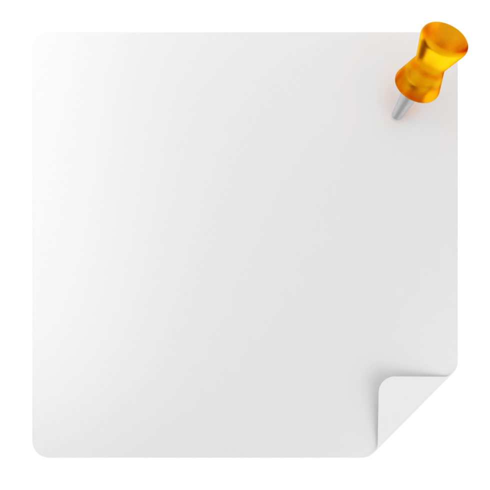 A white paper with a push pin on it png