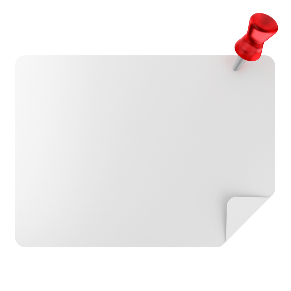 A red push pin on a blank piece of paper png