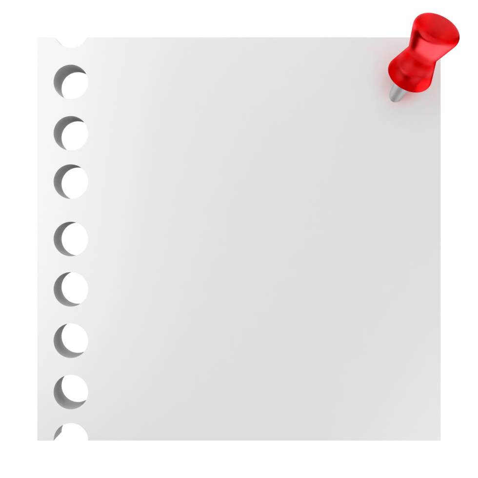 A piece of paper with a red push pin png