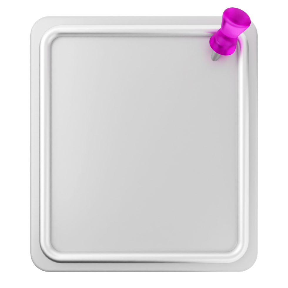 A white square with a pink push pin on it png