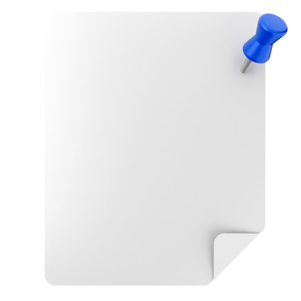A white paper with a blue push pin png