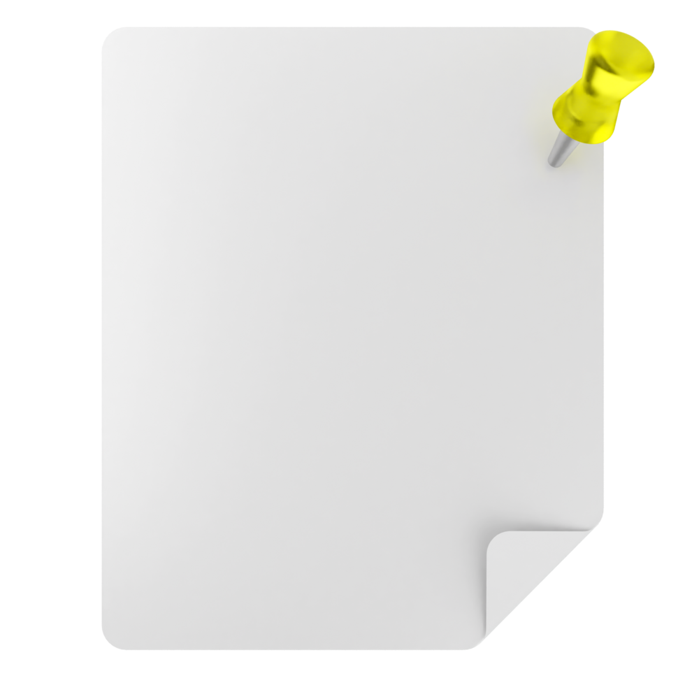 A white paper with a yellow push pin png