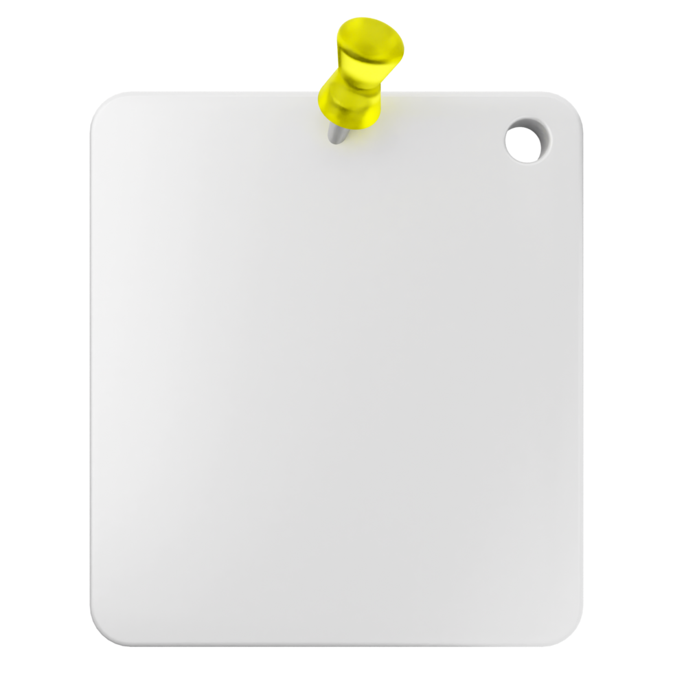 A white board with a yellow pin on it png