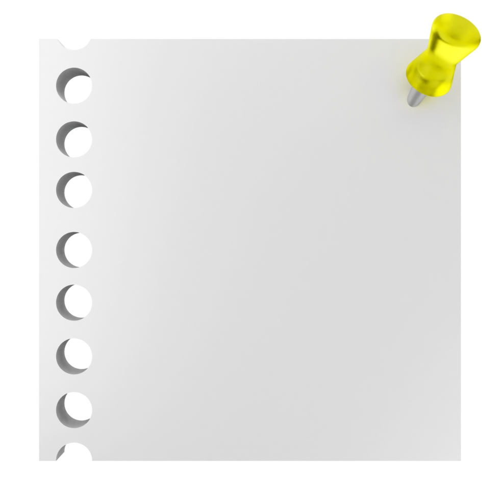 A piece of paper with a yellow pin on it png