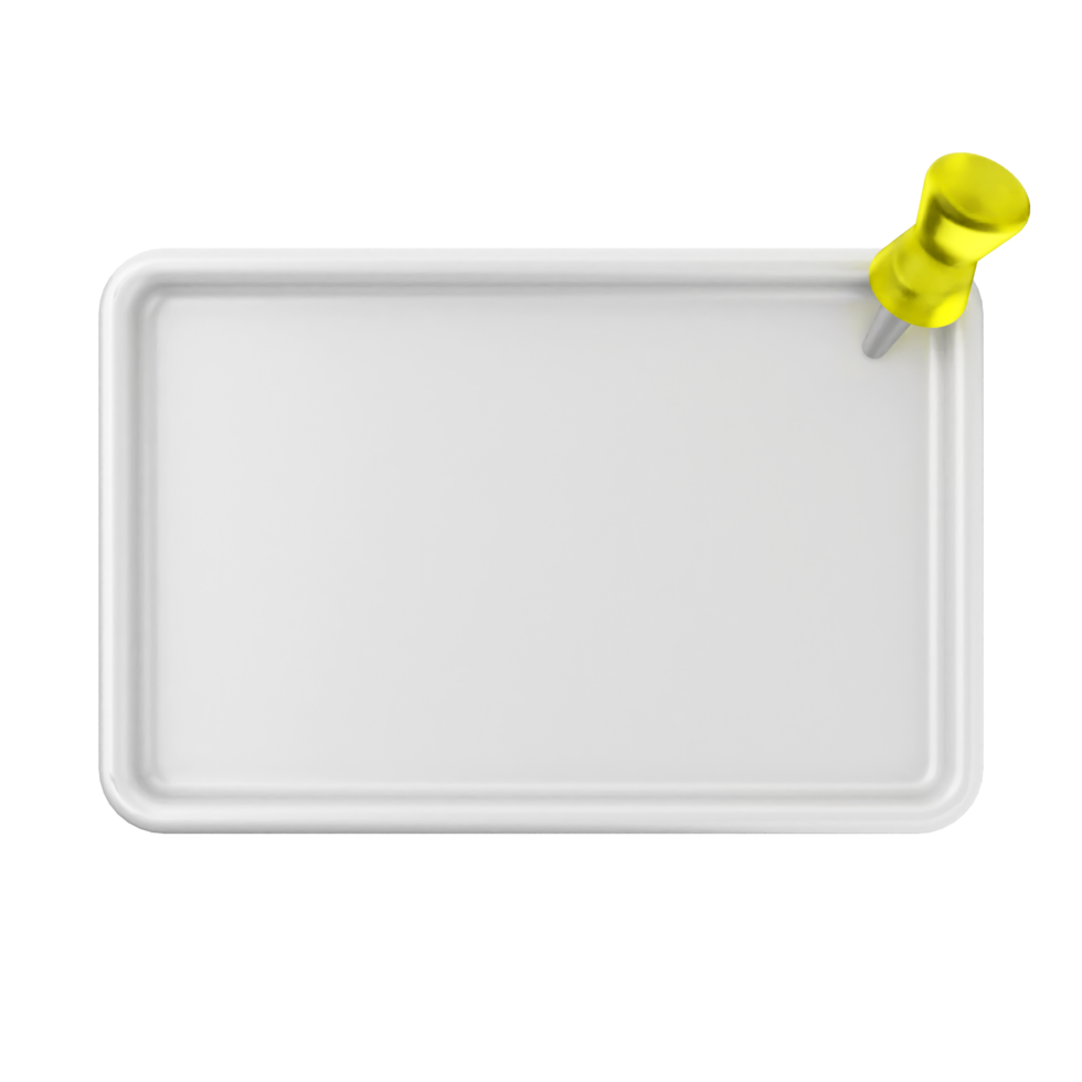 Blank white plastic tray with yellow push pin on black background png