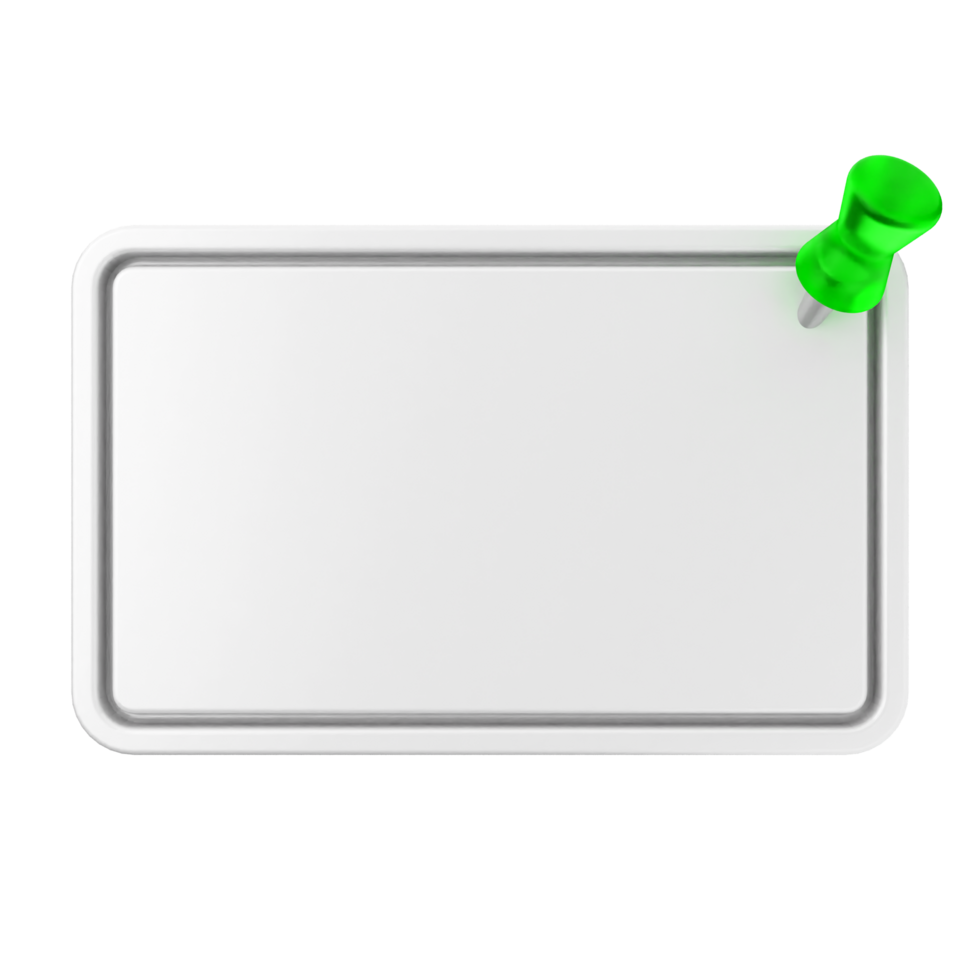 A green push pin on a white board png