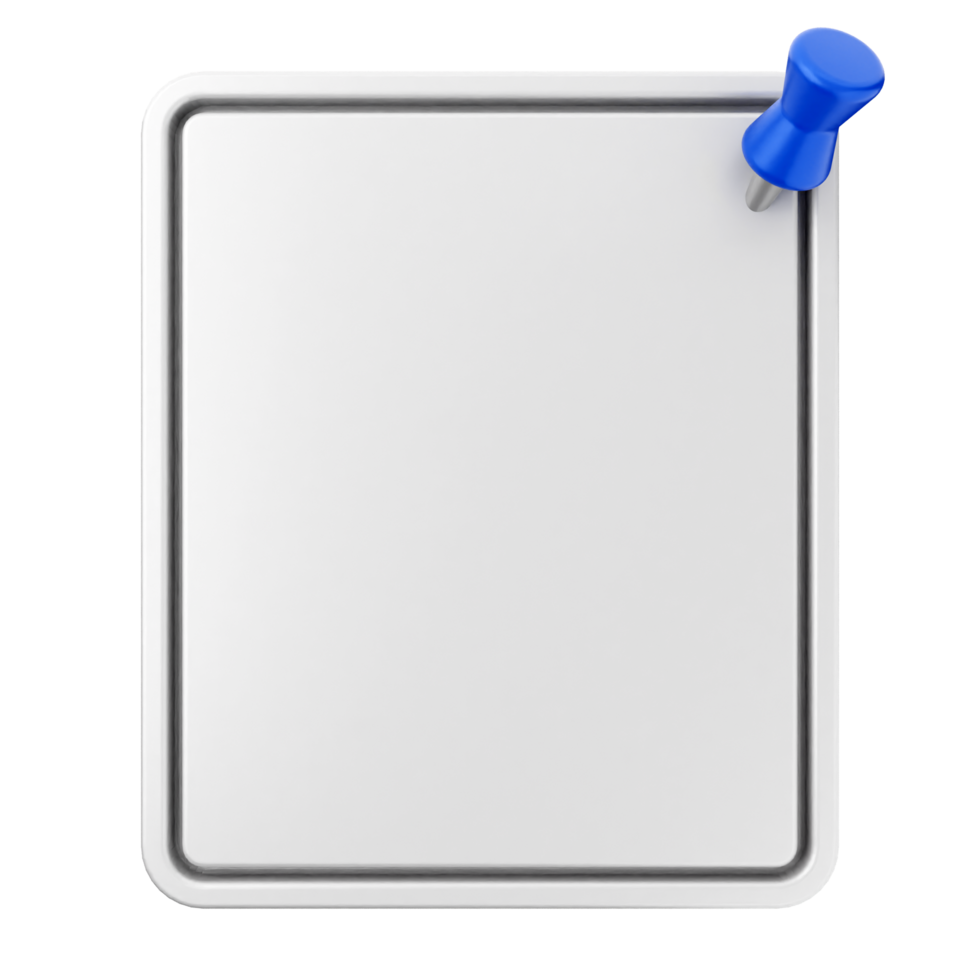 A white clipboard with a blue push pin on it png