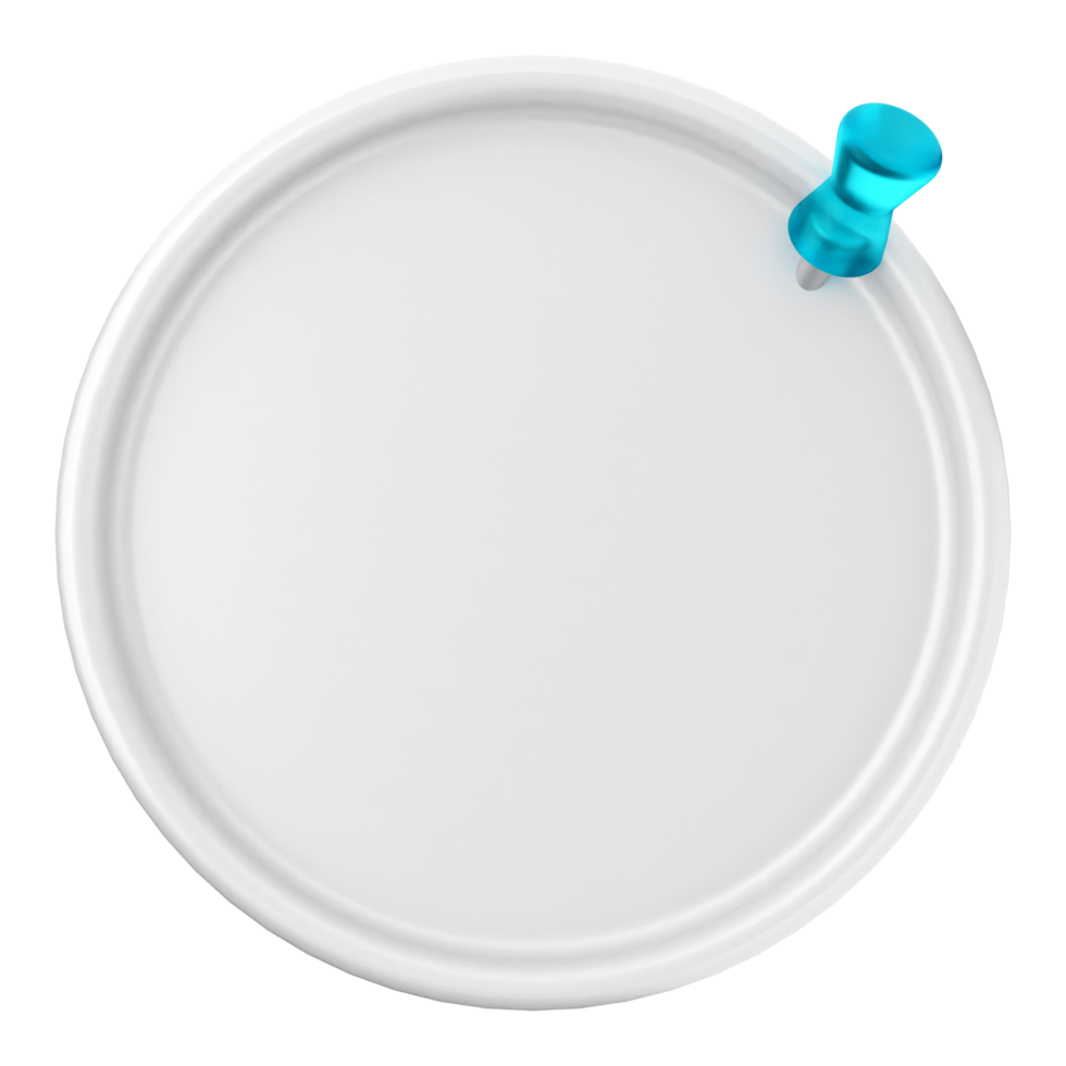 A white plate with a blue push pin on it png