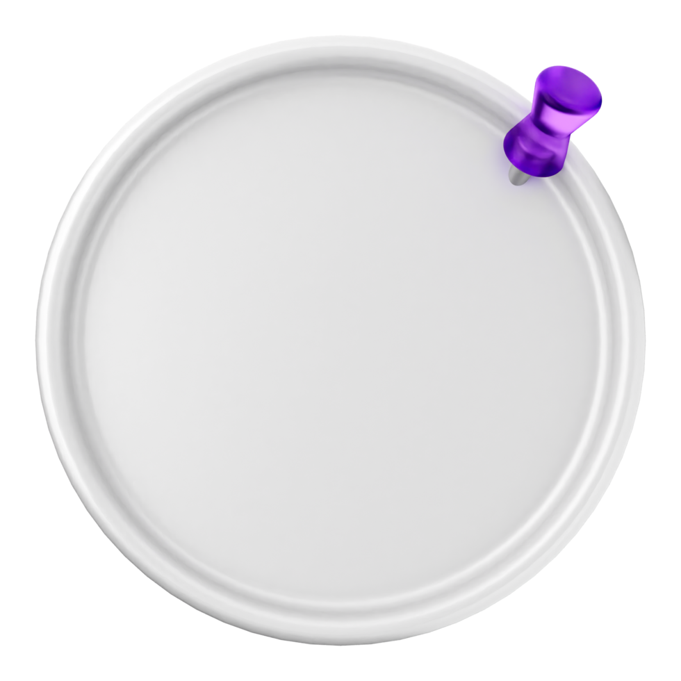 A white plate with a purple push pin on it png