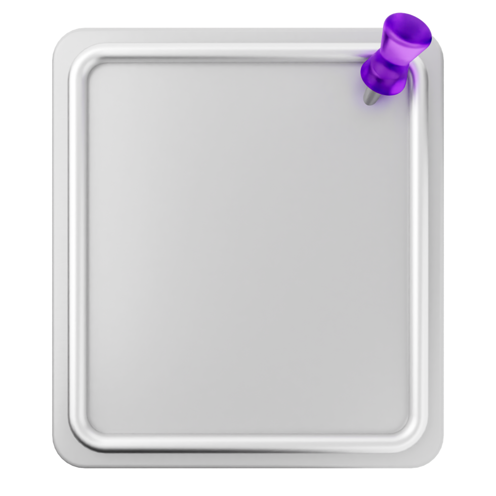 A purple push pin on a white square png