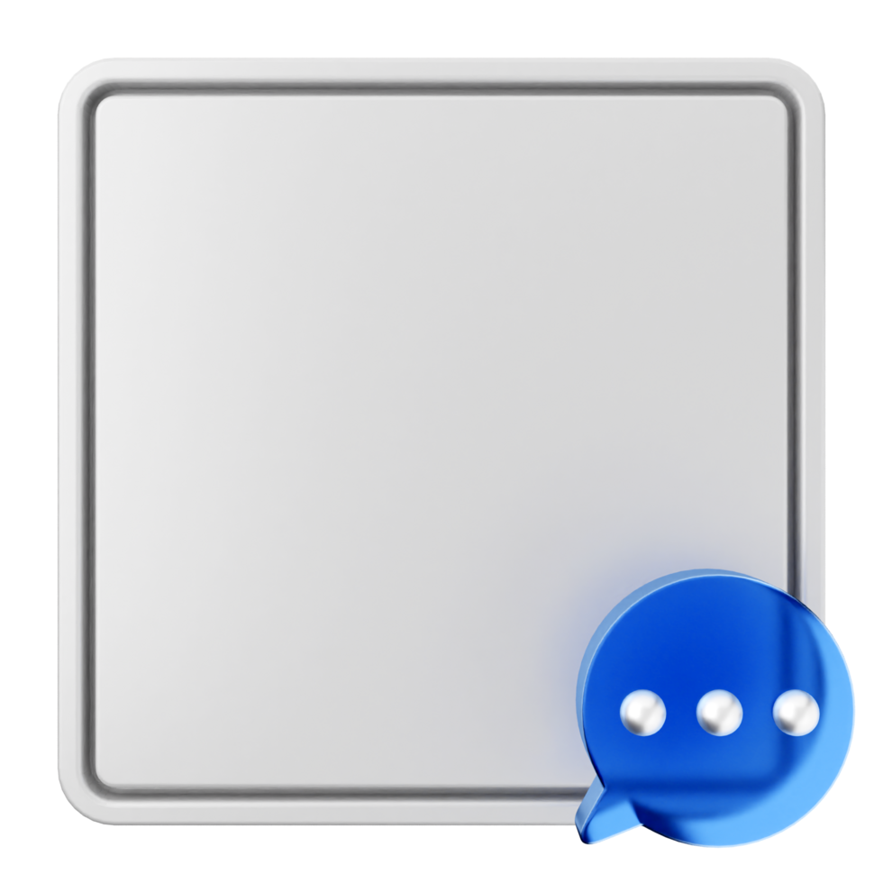 A white square with a blue speech bubble png