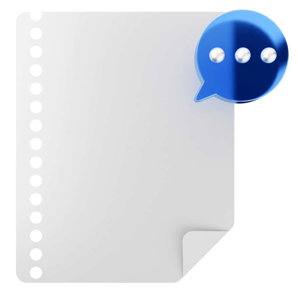 A white paper with a speech bubble and a blue speech bubble png